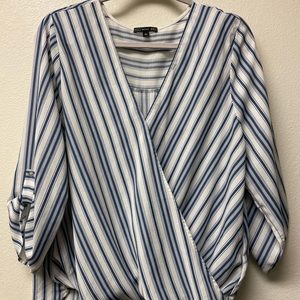 West kei blouse. Blue and white